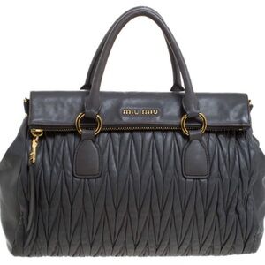 Miu Miu Bow Bag Matelasse Grey Leather Satchel